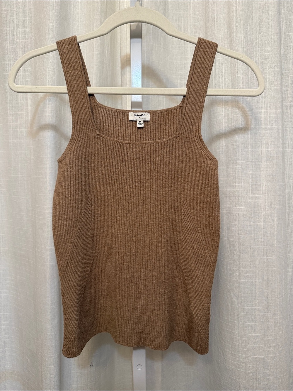 Splendid x CELLAJANEBLOG Camel Ribbed Square-Neck Tank